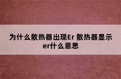 为什么散热器出现Er 散热器显示er什么意思